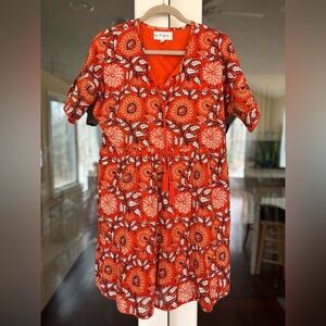 Anthropologie Maisie Bright Orange Floral Dress